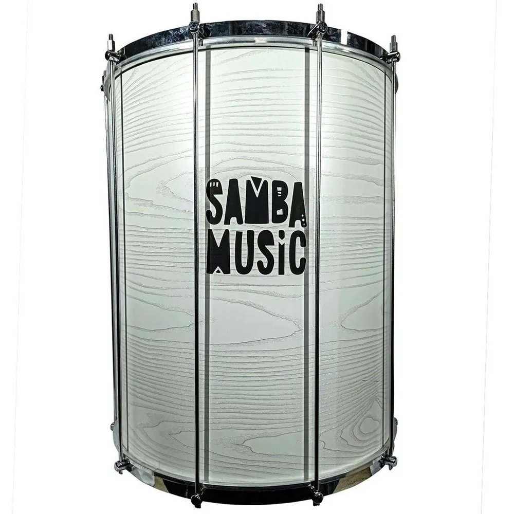 Kit Surdo Madeira Samba Music 60x20 Branco Wood Pele Animal