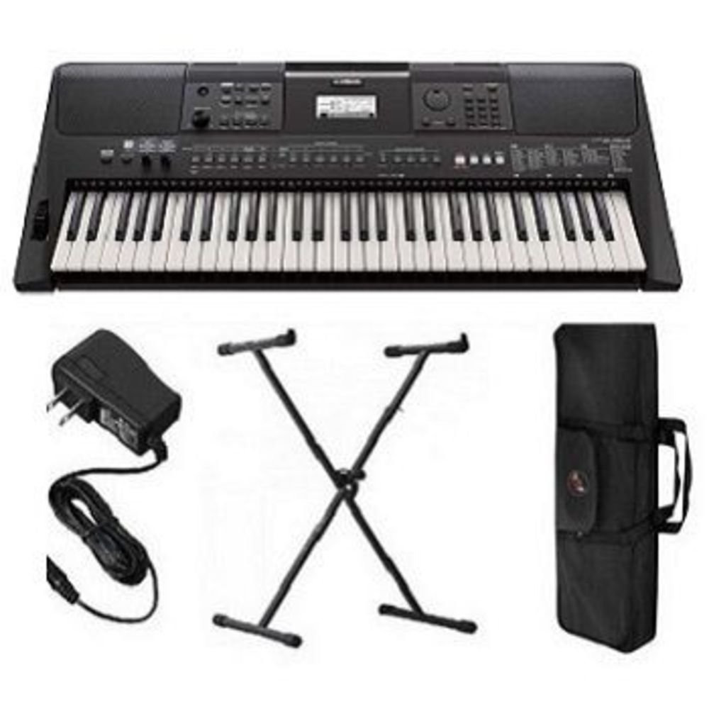 Kit Teclado Arranjador Psr E463 Yamaha 61 Teclas + Suporte + Capa + Fonte Bi Volt
