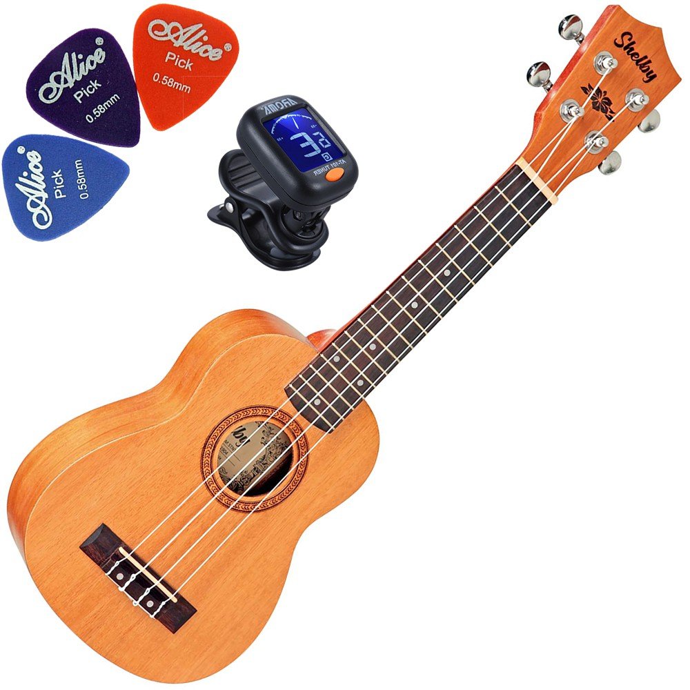 Kit Ukulele Soprano Acústico Su21m Stnt Mogno Shelby Com Afinador