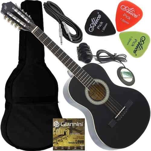 Kit Viola Giannini Caipira Eletroacústica Canhoto Vs14 Bk