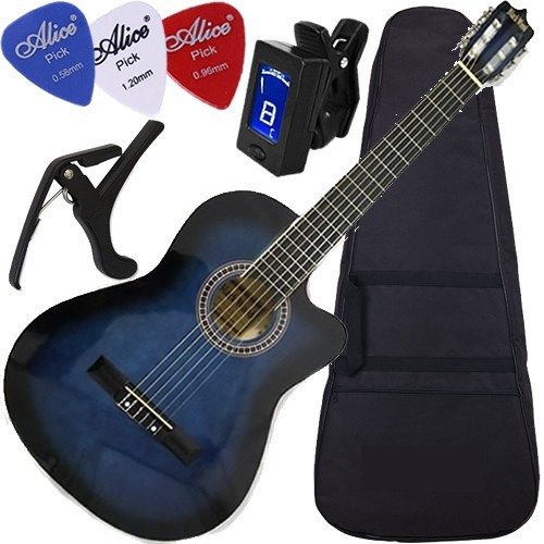 Kit Violão Acústico Austin Linden Azul Nylon C/ Capa Mag5bl