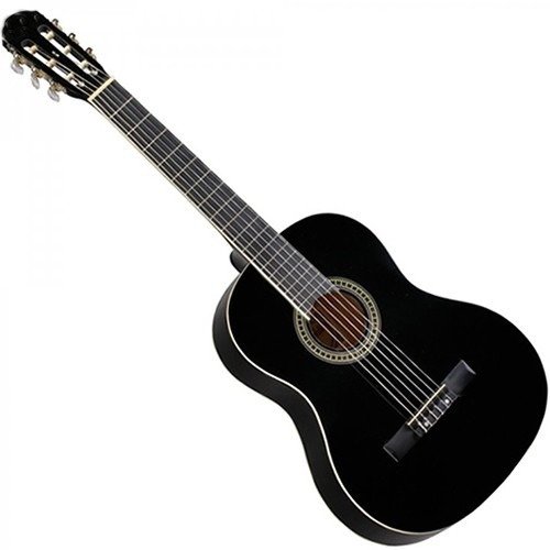 Kit Violão Acústico Barato Nylon Preto  C/ Capa + Acessórios