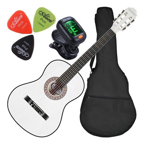 Kit Violão Acústico Queens Popstar Branco Cordas Aço 38
