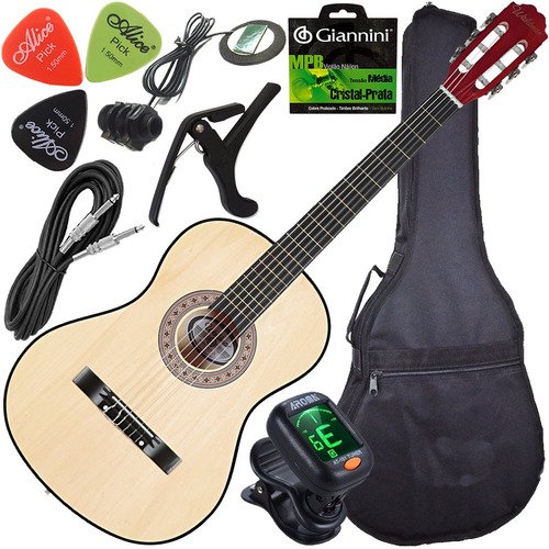Kit Violão Barato Queens Elétrico Nylon Capa + Acessórios