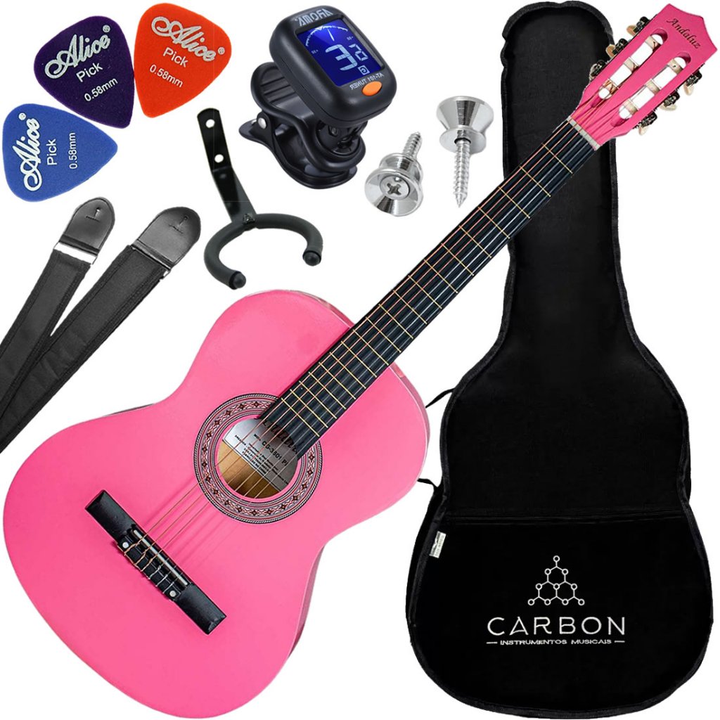 Kit Violão Clássico Acústico Nylon Cg-3801 Rosa Andaluz Vx04