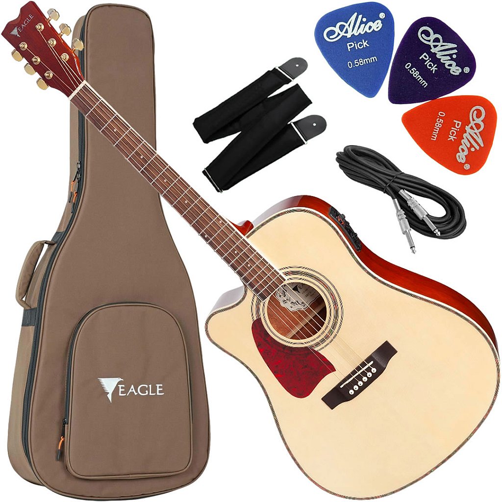 Kit Violão Elétrico Canhoto Equalizador Promix Ch889 Eagle