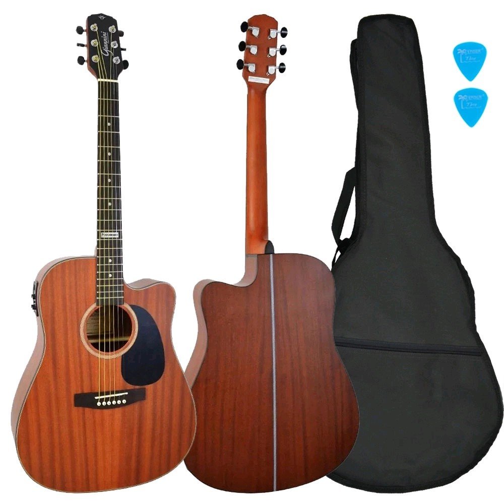 Kit Violão Elétrico Folk Aço Gf1d Ws Walnut Sapele Giannini Simples