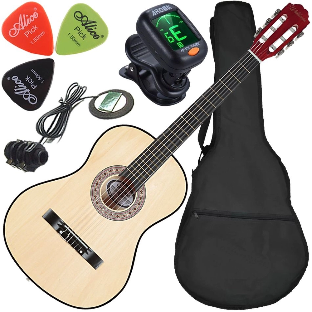 Kit Violão Elétrico Waldman Popstar Pp1 Natural Cordas Nylon