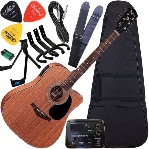 Kit Violão Eletroacústico Folk Completo Hofma Hmf250 C/ Capa