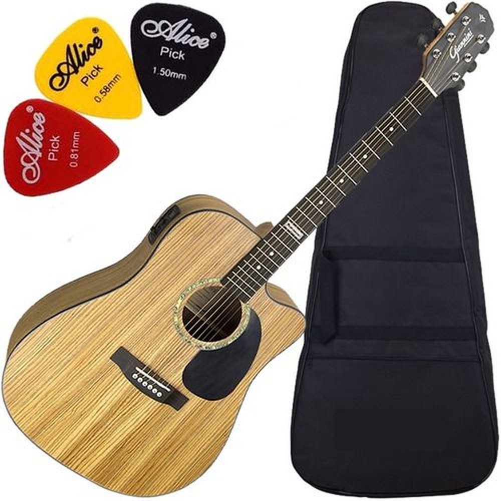 Kit Violão Folk Eletroacústico Modelo Zebra Gf1d Zw Giannini