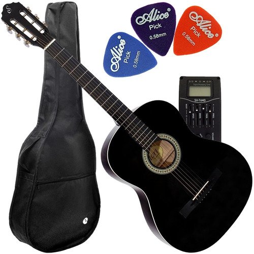 Kit Violão Giannini Elétrico Canhoto Eq 4 Bandas S14 Eq Bk