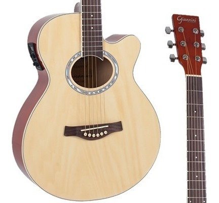 Kit Violão Giannini Folk Eletroacústico Aço Gsf1r Natural