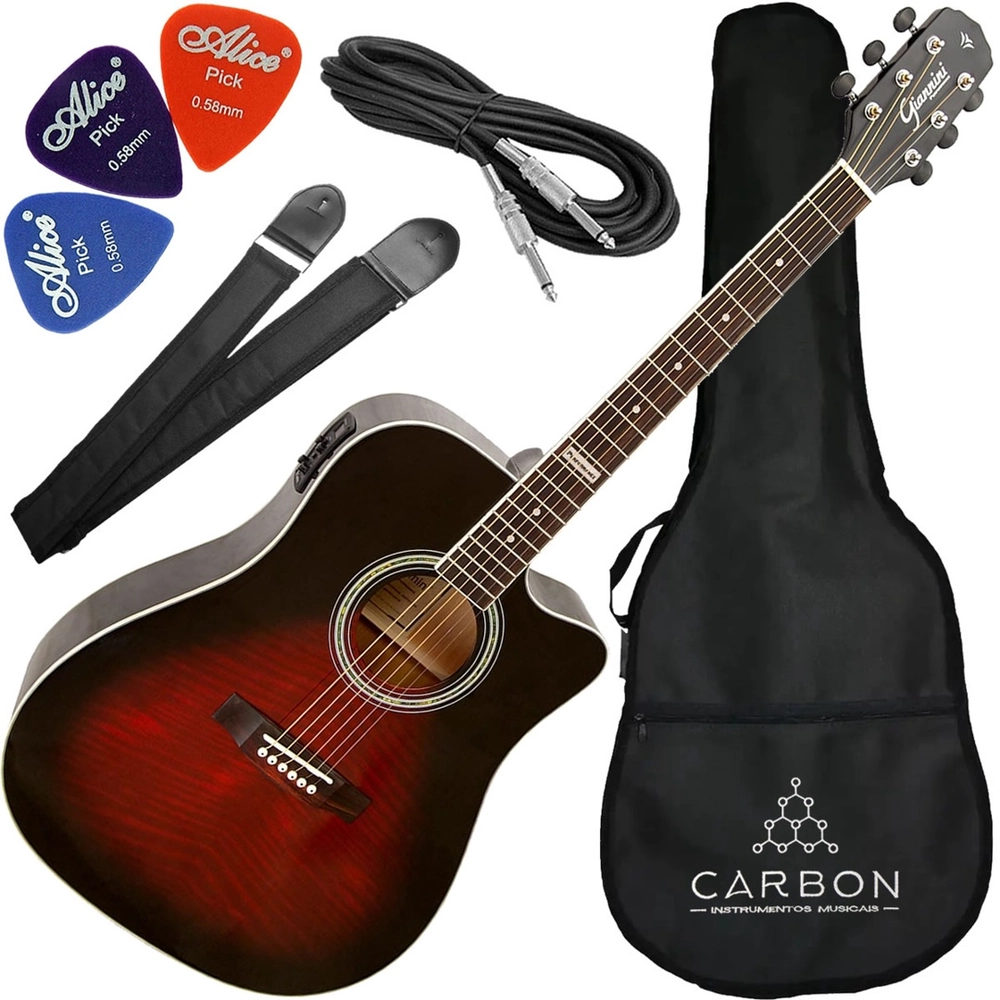 Kit Violão Giannini Gf1D Brb Folk Eletroacústico Com Afinador