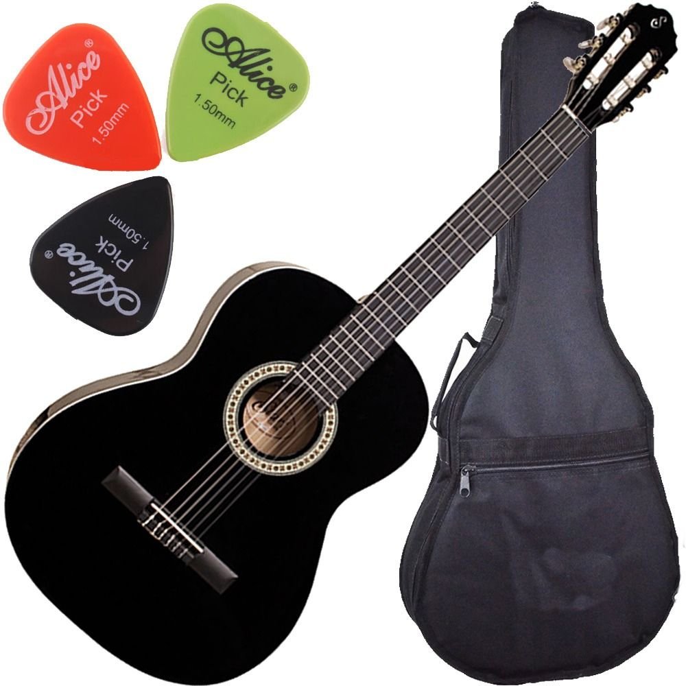 Kit Violão Giannini N14 Acústico Cordas Nylon Linden Preto
