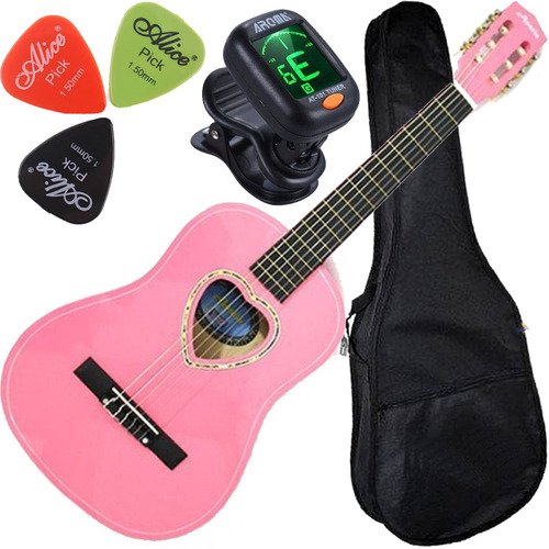 Kit Violão Infantil Acústico 1/2 Nylon Cor Rosa Austin