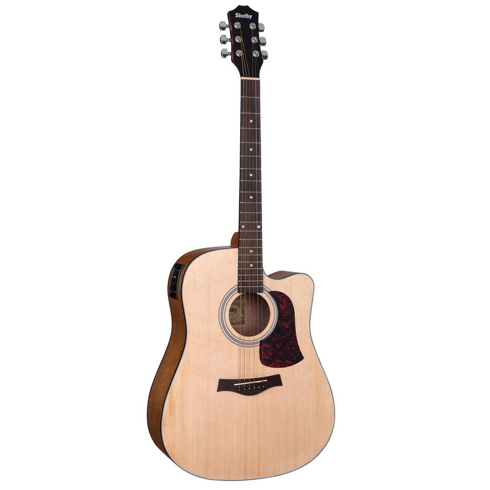 Kit Violão Shelby Sgd193c Elétrico Folk Aço Stnt Natural Fosco Simples