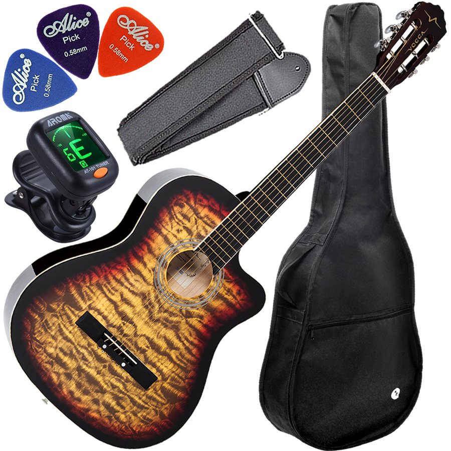 Kit Violão Vogga  Acústico Nylon Vca216 Nc Yellow Sunburst