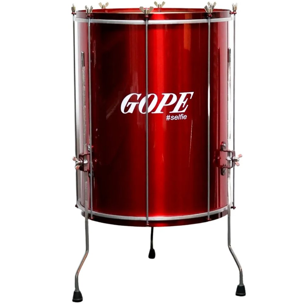 Surdo 18 Pol. 60cm Alumínio Selfie Cereja Com Tripé Gope