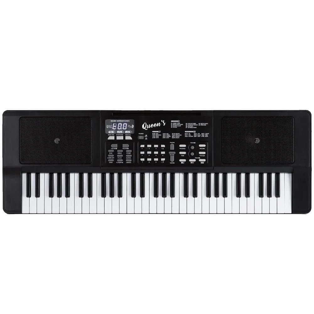 Teclado Iniciante Queens 61 Teclas Com Fonte Microfone Capa