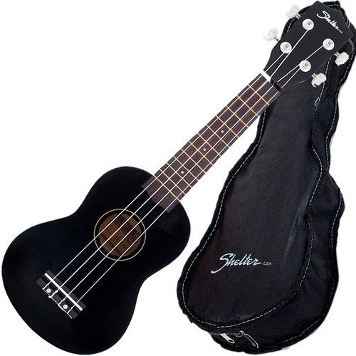 Ukulele Soprano Shelter Acústico Nylon C/ Capa Ukbw Preto