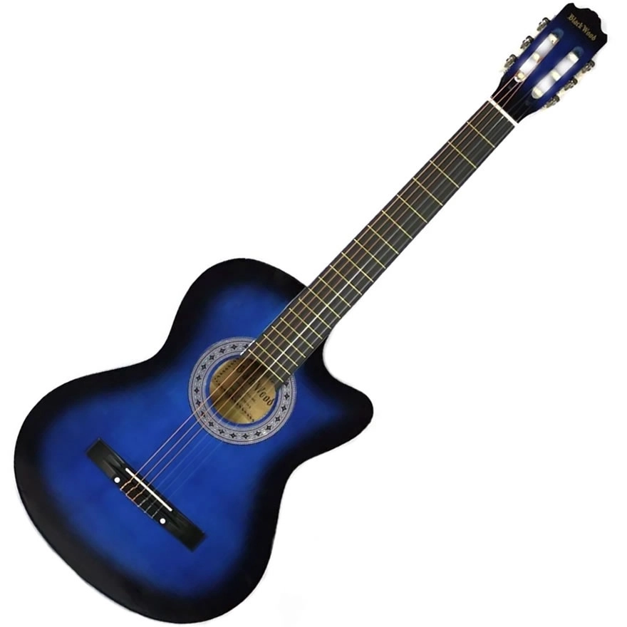Violão Austin Clássico Nylon Cutway Mag6bl Azul Black Wood