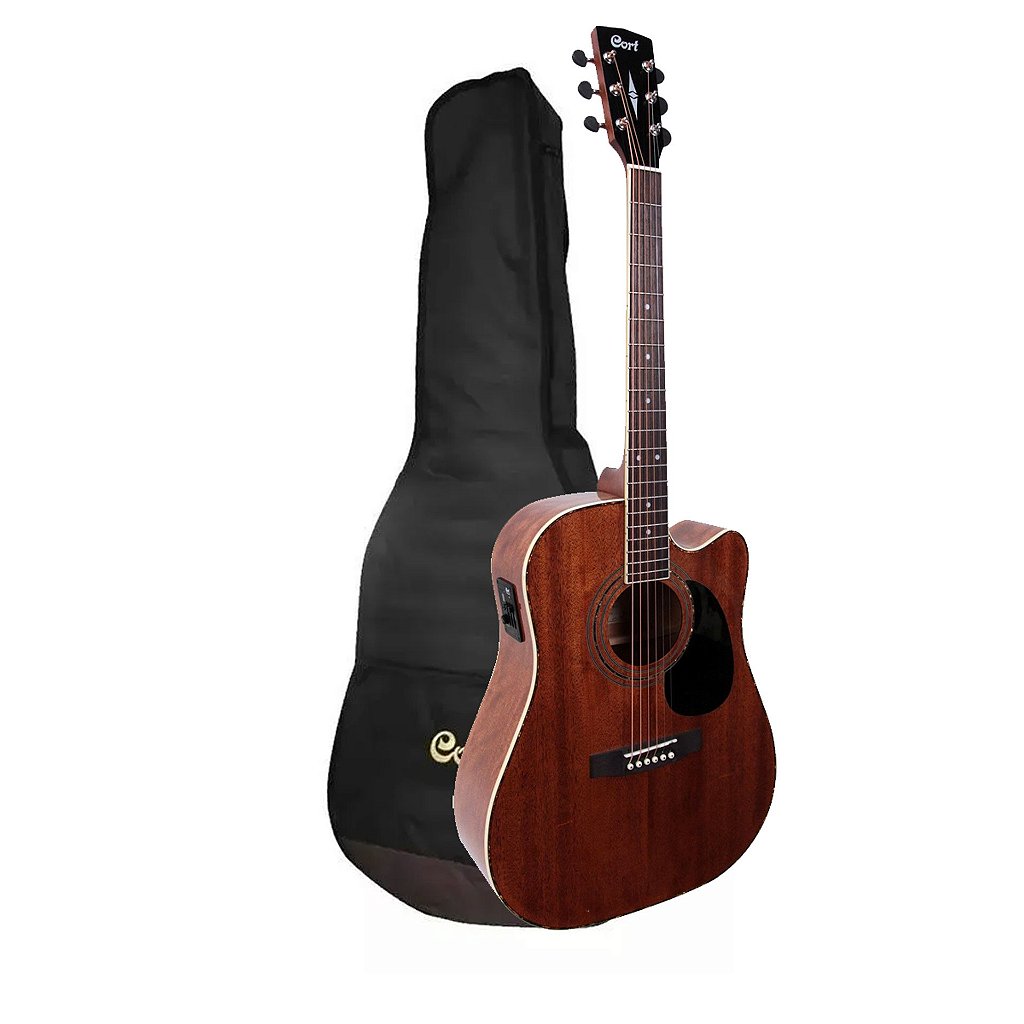Violão Eletroacústico Cort Ad 880ceda Op/b Aço Mahogany Com Bag