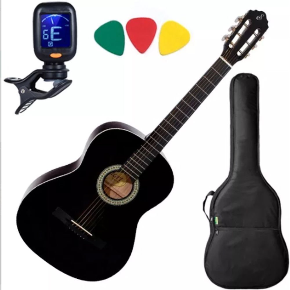 Violão Giannini Aço S14 Estudo Acustico Preto Afinador