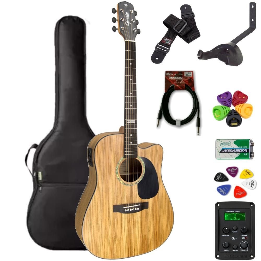 Violão Giannini Folk Aço GF1D Natural Zebra (ZW) + KIT1PL