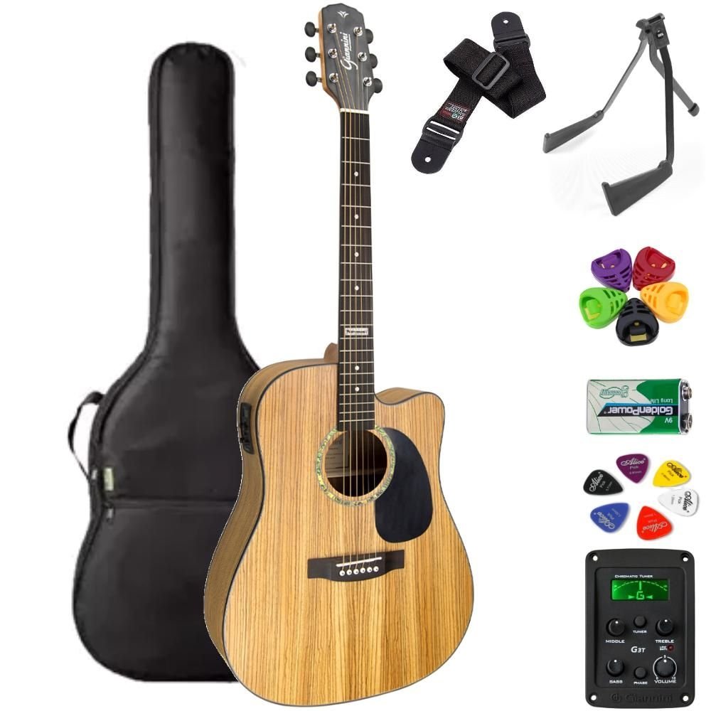 Violão Giannini Folk Aço GF1D Natural Zebra (ZW) + KIT2CI
