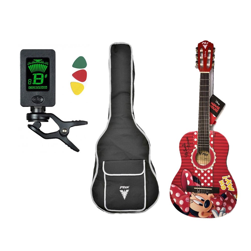 Violão Infantil Criança Minnie Disney Phx Vid-mn1 Afinador