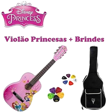 Violão Infantil Phx Disney Princesas Vip-3 + Brindes