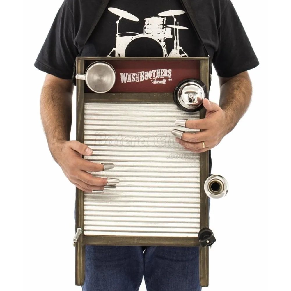 Washboard Torelli TWB39 WashBrothers Aluzinco Grande Percussão Tábua de Lavar com Sino e Buzina