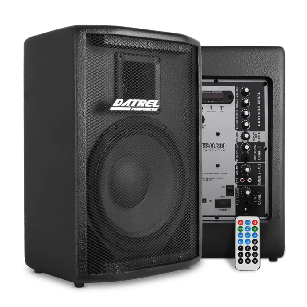 Caixa de Som Ativa 200 Watts Bluetooth Usb Fm AT10-200 BLUE - Datrel