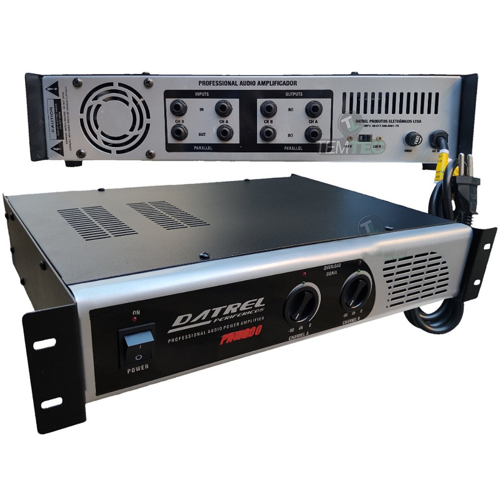 Potência de Som Amplificador Profissional 200 Watts 4 Omhs PA1200 - Datrel