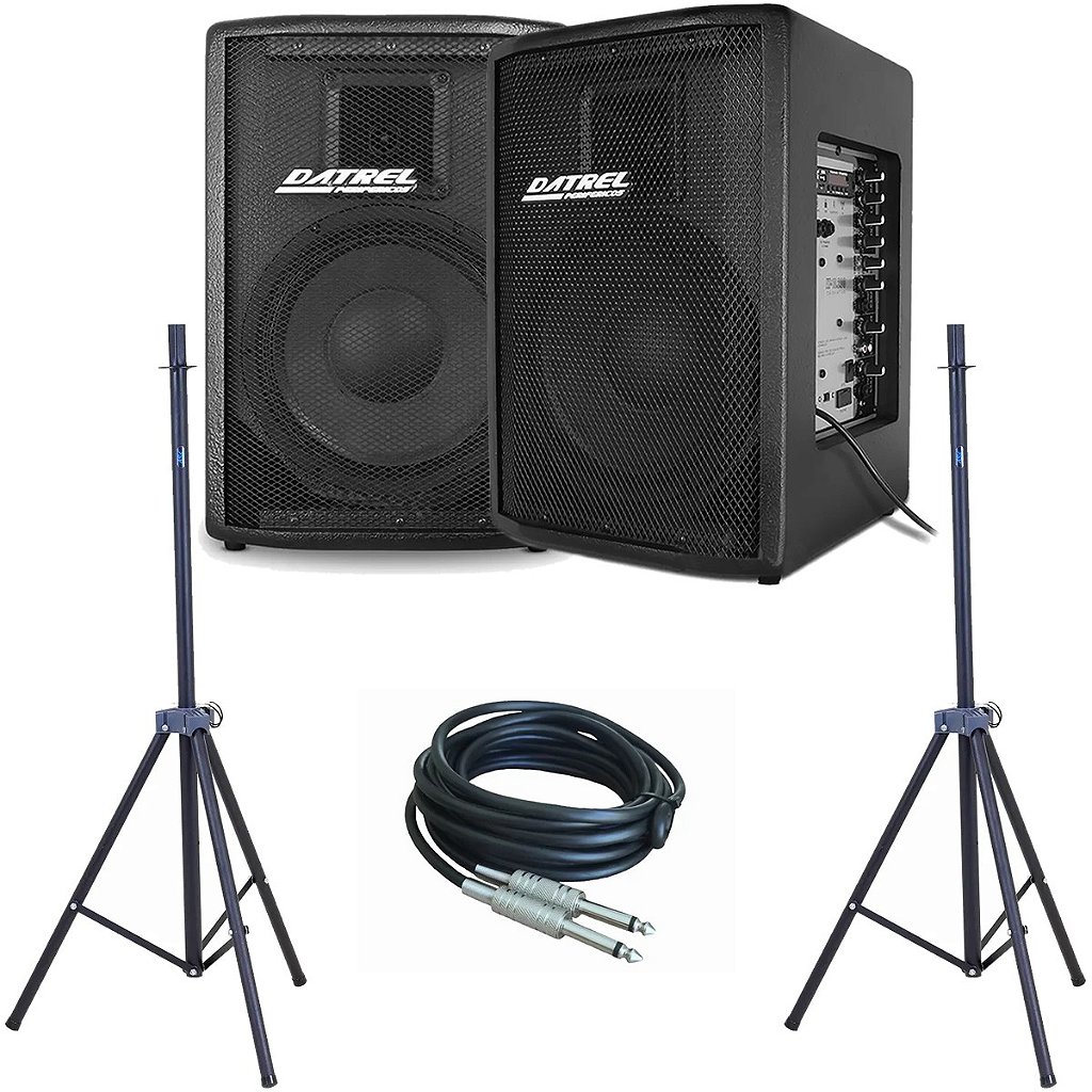 Kit Caixa Som Profissional Ativa Passiva Usb Bluetooth 400w + 2 Suportes CSX02