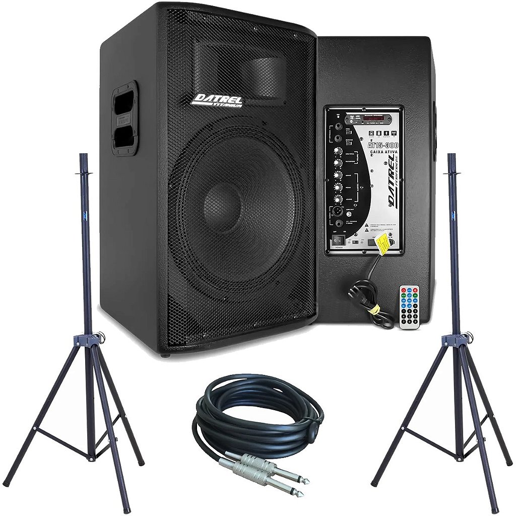 Kit Caixa de Som Ativa e Passiva Falante 15" 600w Rms Titanium Bluetooth Usb CSX02