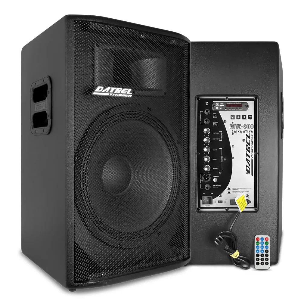 Kit Caixa de Som Ativa e Passiva Falante 15" 600w Rms Titanium Bluetooth Usb CSX02
