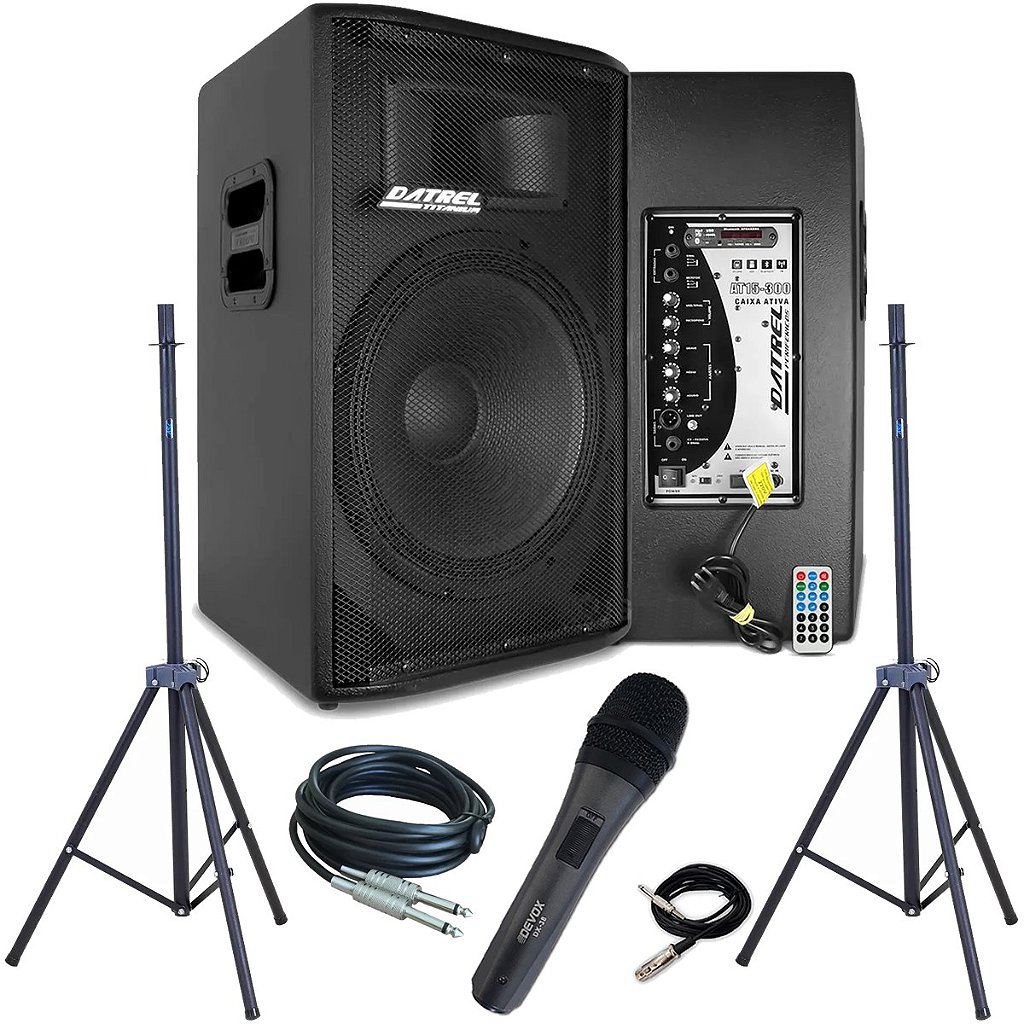 Kit Caixa de Som Ativa e Passiva Falante 15" 600w Rms Titanium Bluetooth Usb CSX03