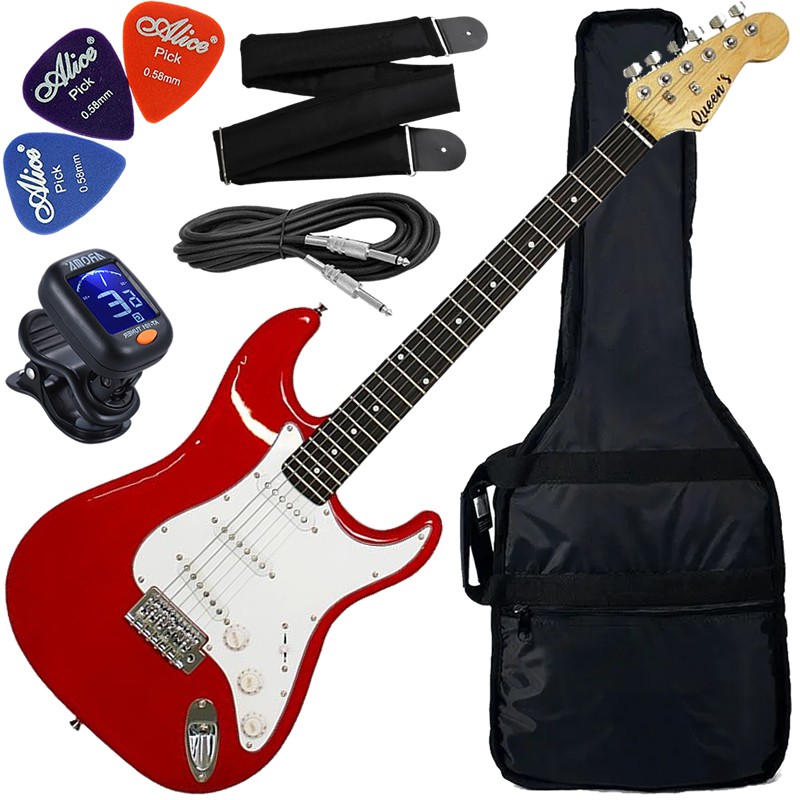Kit Guitarra Elétrica Queen's 6 Cordas D137561 Vermelha Gx01