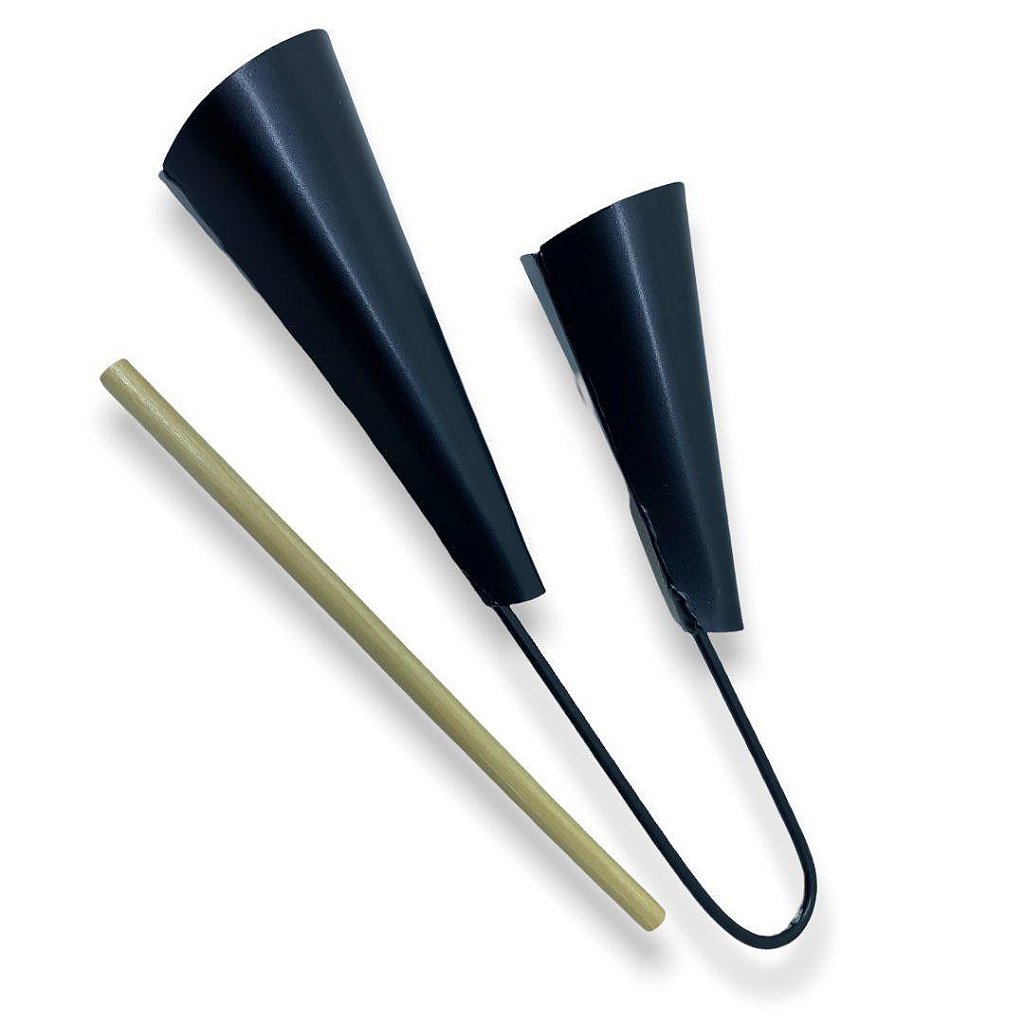 Agogo Duplo Grande Preto Torelli To019 Com Baqueta