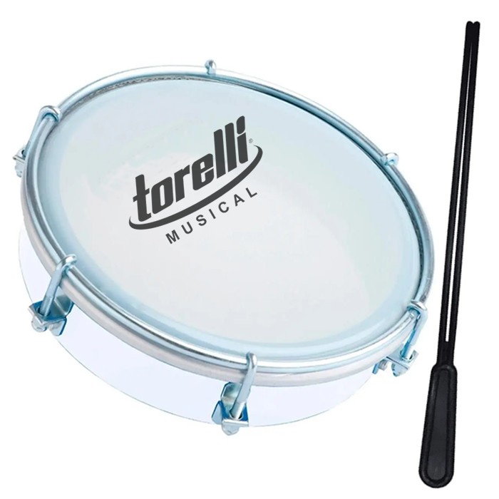 Tamborim Torelli Tt404 BC Cor Branco Pele Leitosa + Baqueta