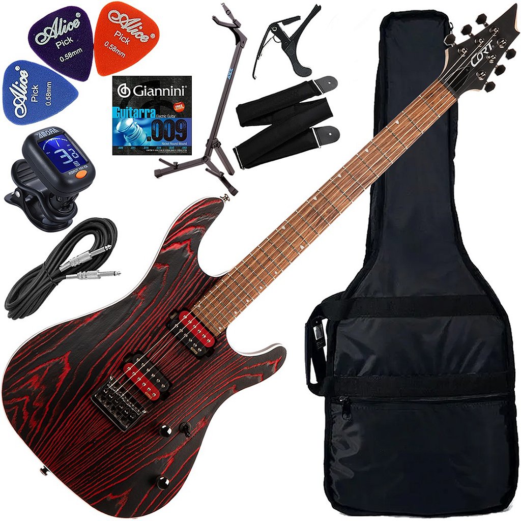 Kit Guitarra Elétrica Cort KX-300 ETCH EBR - Etched Black Red (EBR) Gx02