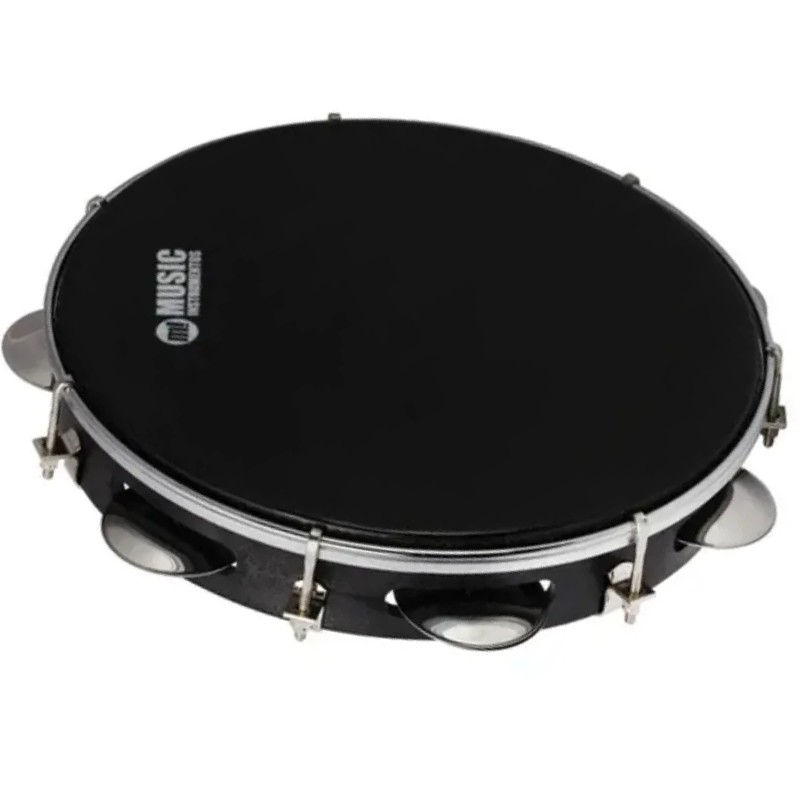 Pandeiro Music 10'' Corpo Preto Pele Preta 87ABS BK