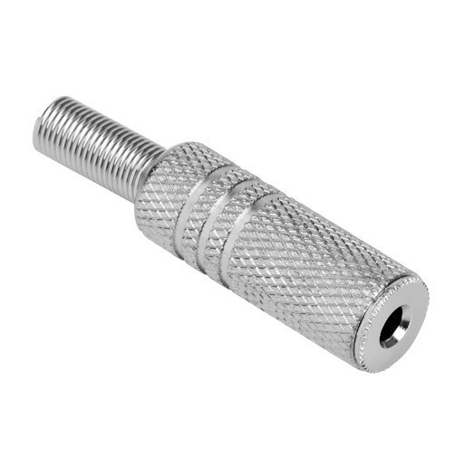 Conector P2 Mono Fêmea Niquelado c/ Mola 3,5mm