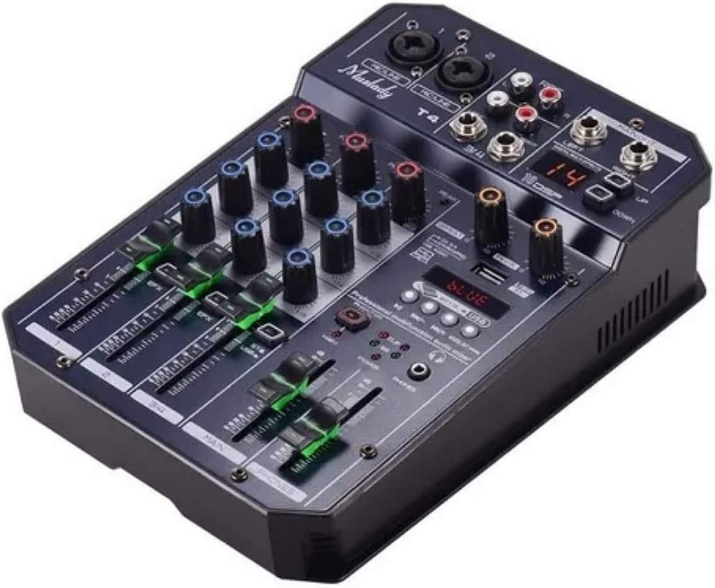Mesa De Som 4 Canais Boxx T4 Interface Usb Lives E Gravações