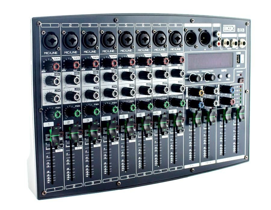 Mesa de Som Mixer BOXX BX8 8 Canais para Lives e Gravações Interface Plug and Play para Smartphones