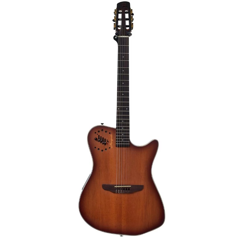 Kit Violão Marquês VN-12 Flat Nylon Elétrico Castanho
