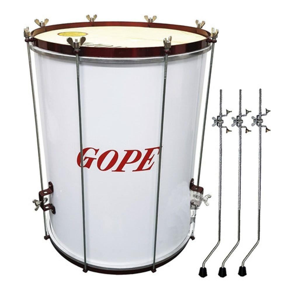Surdo Gope Alumínio 60x18 Pele Couro Animal 8 Afinadores BME6018PEBC - Branco e Cereja