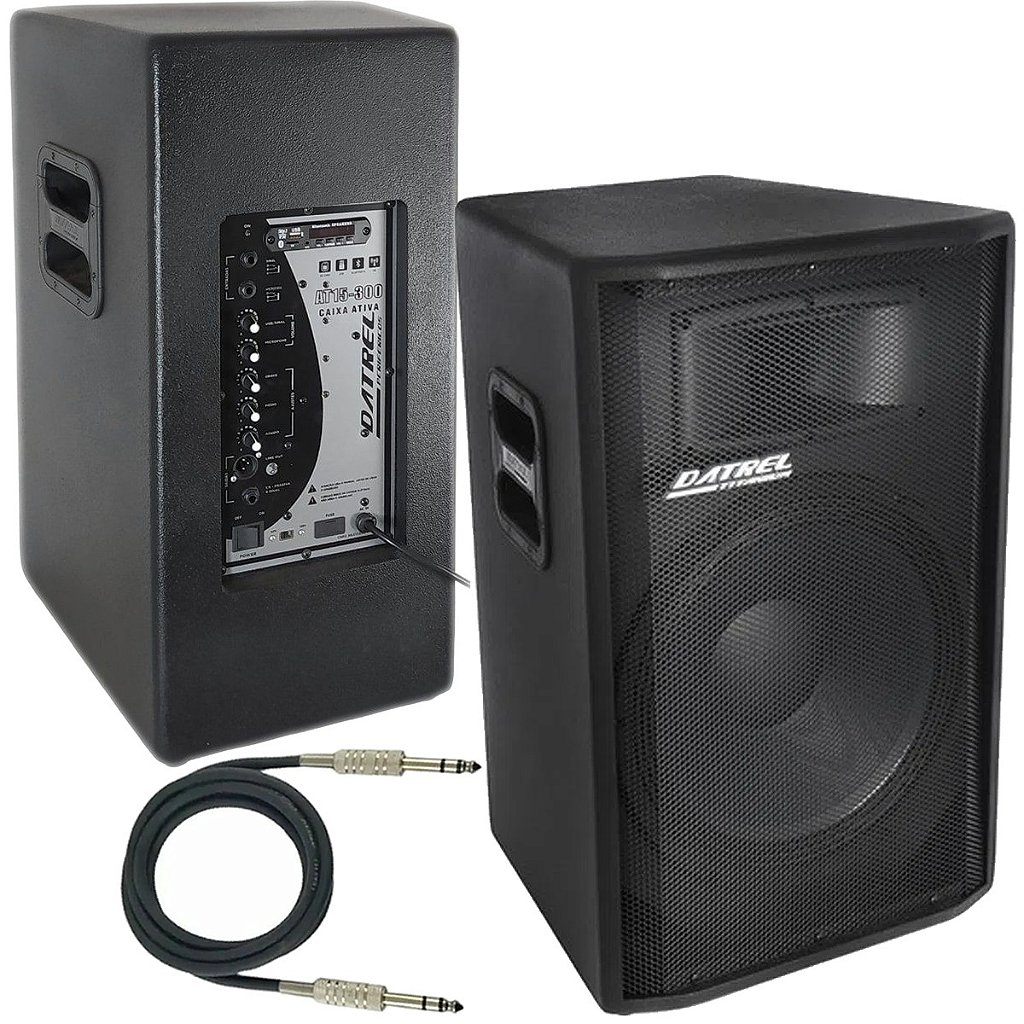 Kit Caixa de Som Datrel Ativa e Passiva Falante 15" 600w Rms Titanium Bluetooth Usb CSX01