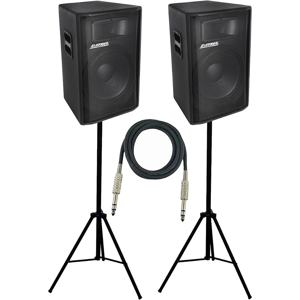 Kit Caixa de Som Datrel Ativa e Passiva Falante 15" 600w Rms Titanium Bluetooth Usb CSX02